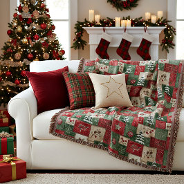 Cobertor Country patchwork christmas pattern