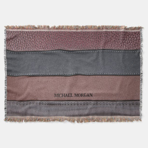 Cobertor Couro de luxo elegante parece castanho preto