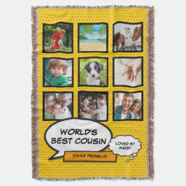Cobertor Cousin Photo Collage Diversão Legal Comic Book