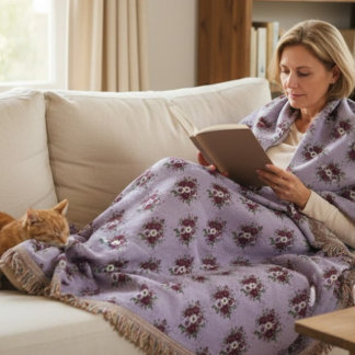 Cobertor Couverture Tissée bouquet de Violettes