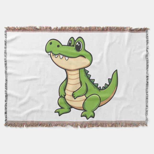 Cobertor Couverture Tissée Petit Crocodile Kawaii (Frente)