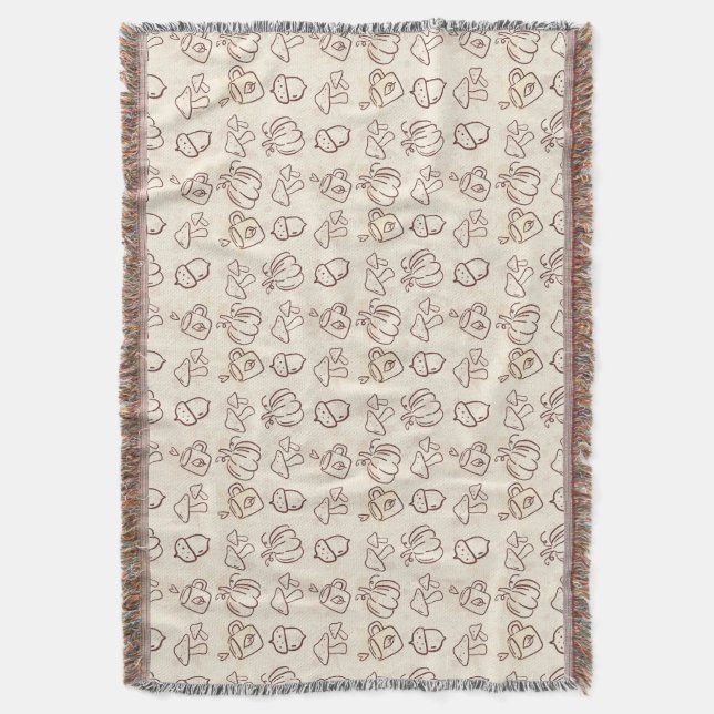 Cobertor Cozy Autumn Harvest Doodle Pattern Woven Throw Bla (Frente Vertical)