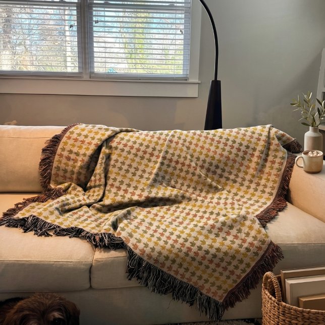 Cobertor Cozy Mustard Yellow and Taupe Geometric Pattern  (Criador carregado)