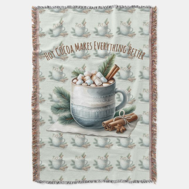 Cobertor Cozy Winter Cocoa Marshmallow Scene (Frente Vertical)