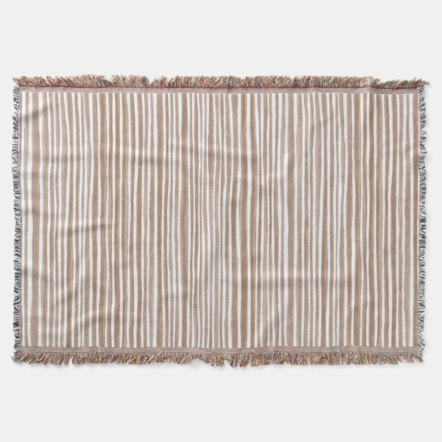 Cobertor Cream Brown Stripes Christmas   (Frente)