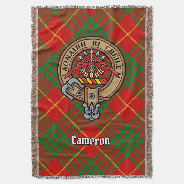 Cobertor Crest do Clã Cameron sobre Tartan (Frente Vertical)
