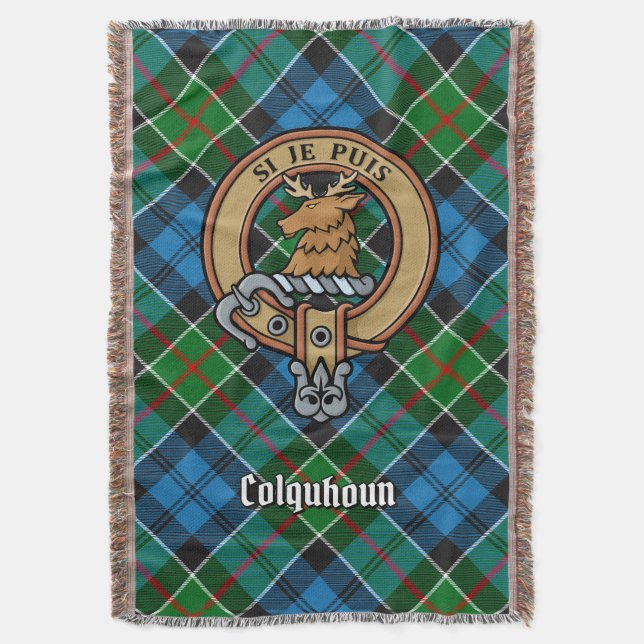 Cobertor Crest do Clã Colquhoun sobre Tartan (Frente Vertical)