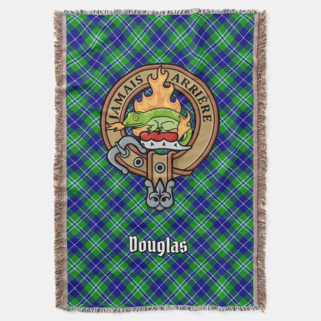 Cobertor Crest do Clã Douglas sobre Tartan (Frente Vertical)