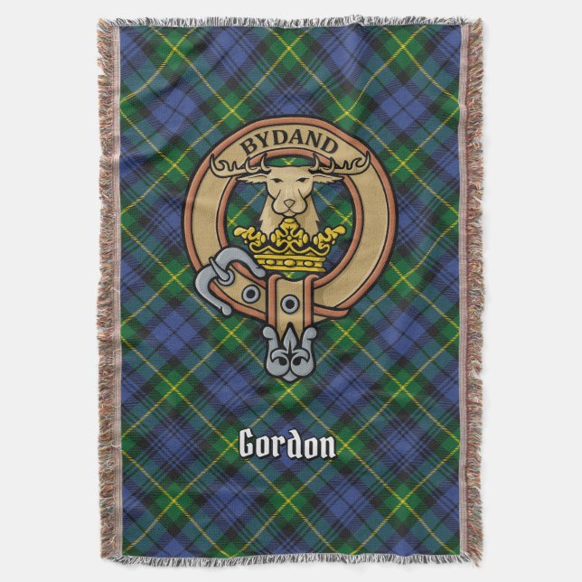 Cobertor Crest do Clã Gordon sobre Tartan (Frente Vertical)