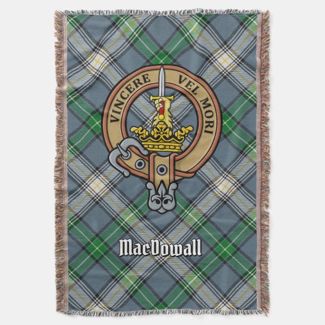 Cobertor Crest do Clã MacDowall sobre Tartan (Frente Vertical)