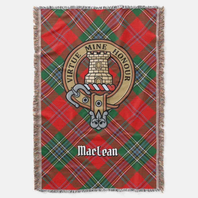 Cobertor Crest do Clã MacLean sobre Tartan (Frente Vertical)