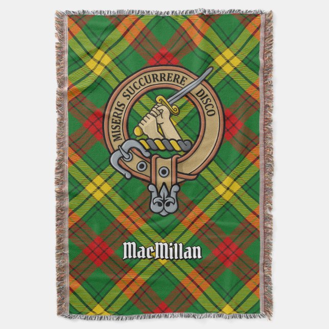 Cobertor Crest do Clã MacMillan sobre Tartan (Frente Vertical)