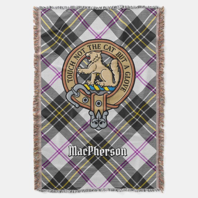 Cobertor Crest do Clã MacPherson sobre Tartan de Gala (Frente Vertical)