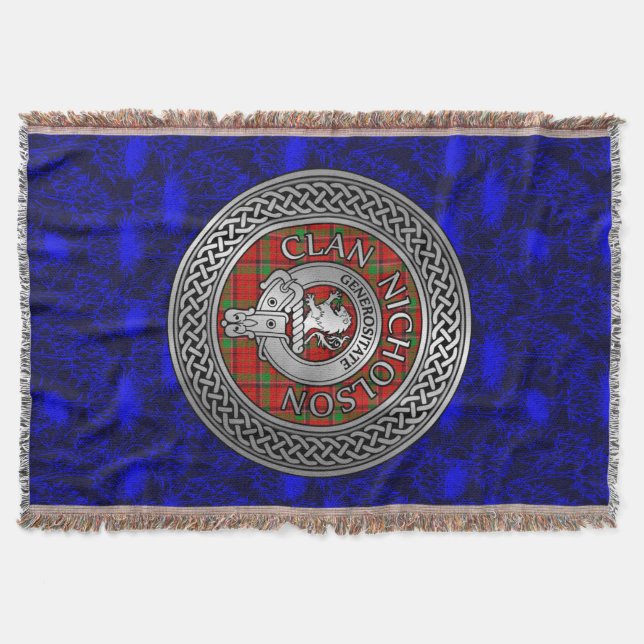 Cobertor Crest e Nó de Tartan do Clã Nicholson (Frente)