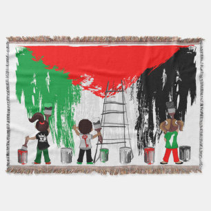 Cobertor Crianças de Gaza Pintando a Bandeira da Palestina