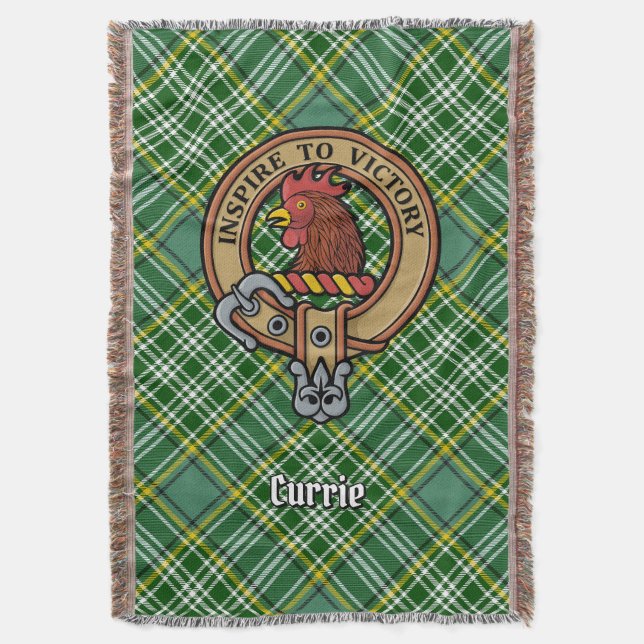 Cobertor Crista de Galo do Clã Currie sobre Tartan (Frente Vertical)