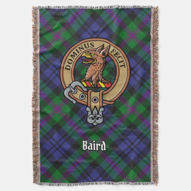 Cobertor Crista do Clã Baird sobre Tartan (Frente Vertical)