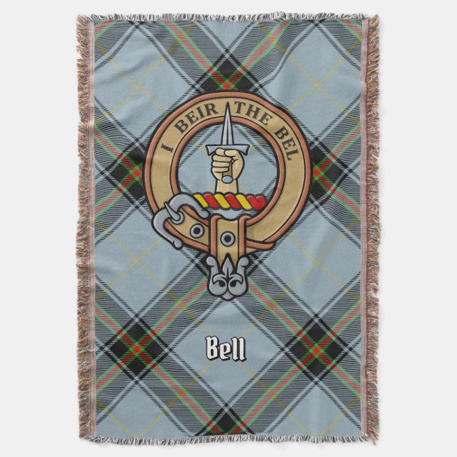 Cobertor Crista do Clã Bell sobre Tartan (Frente Vertical)