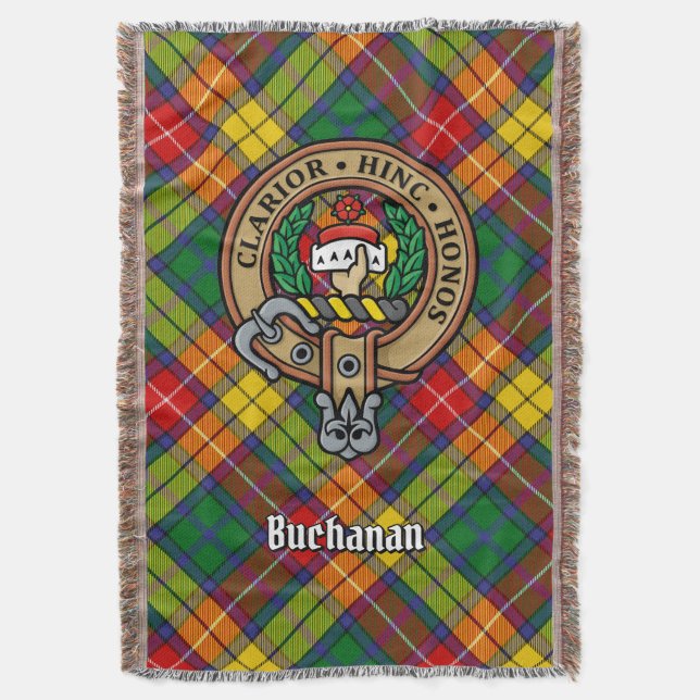 Cobertor Crista do Clã Buchanan sobre Tartan (Frente Vertical)