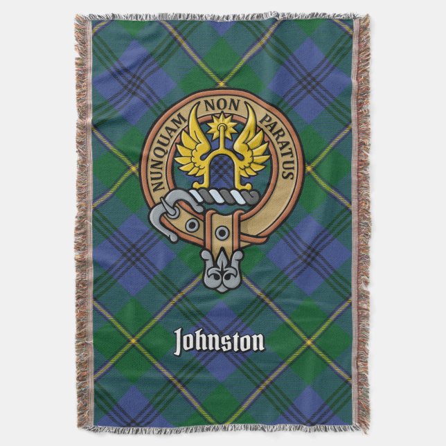 Cobertor Crista do Clã Johnston sobre Tartan (Frente Vertical)