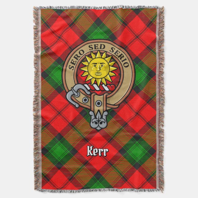 Cobertor Crista do Clã Kerr sobre Tartan (Frente Vertical)