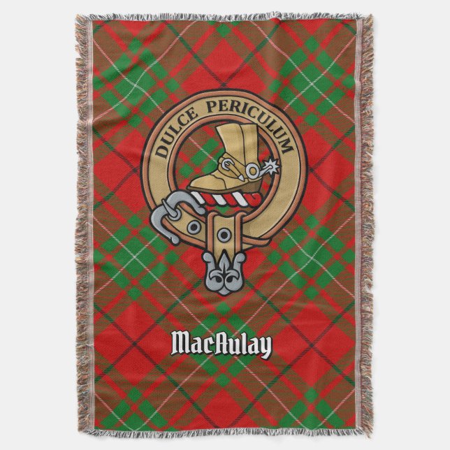 Cobertor Crista do Clã MacAulay sobre Tartan (Frente Vertical)