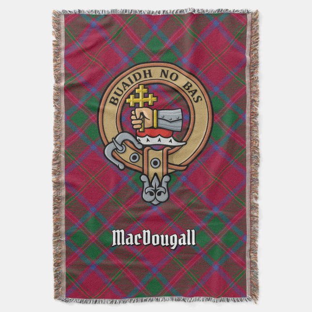 Cobertor Crista do Clã MacDougall sobre Tartan (Frente Vertical)