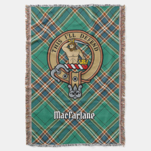 Cobertor Crista do Clã MacFarlane sobre Tartan de Caça Anti