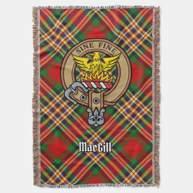 Cobertor Crista do Clã MacGill sobre Tartan (Frente Vertical)
