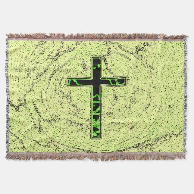 COBERTOR CRUZ NEGRA E VERDE COM FUNDO MARÁVEL (Frente)