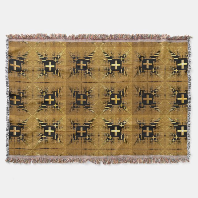 Cobertor Cruzamentos Fractais do ouro (Frente)