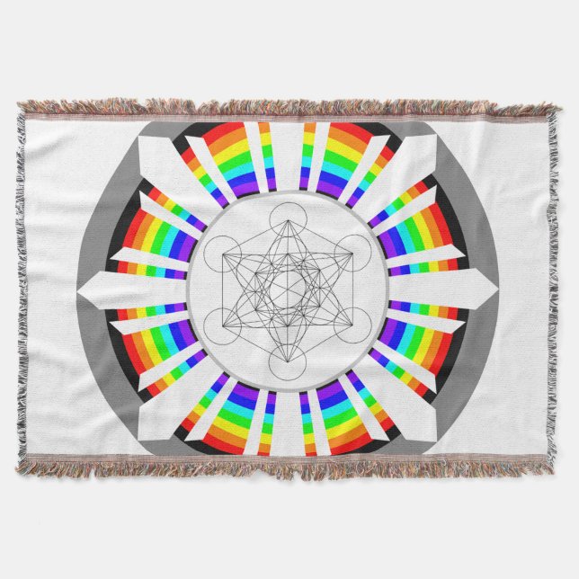 Cobertor Cubo de Metatron Prisma de Arco-Íris (Frente)