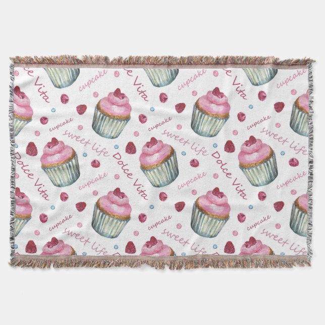 Cobertor Cupcakes de aquarela (Frente)