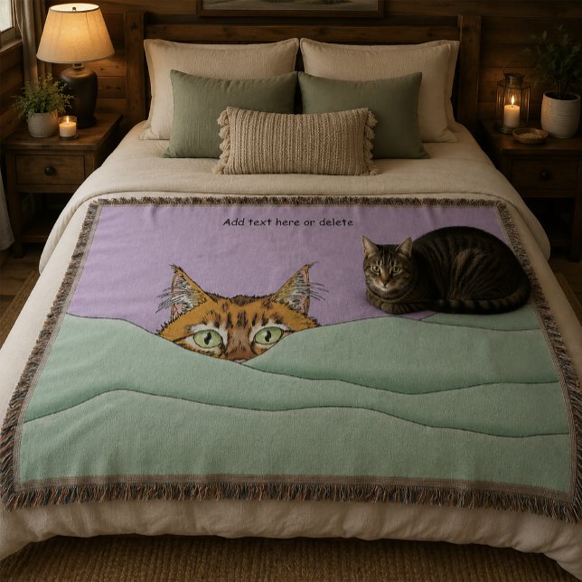 Cobertor Curioso Gato Ginger Peekaboo Engraçado Lavanda Ver (Criador carregado)