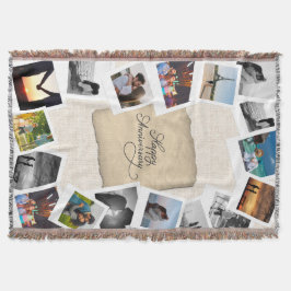 Cobertor Custom Anniversary Photo Collage with Linen