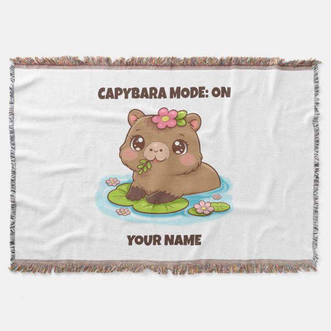 Cobertor Custom Cute Kawaii Capybara Mode (Frente)