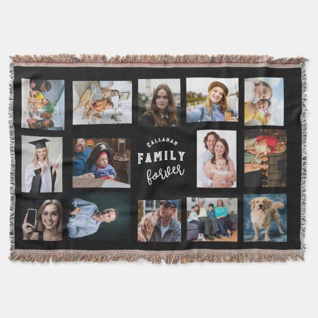 Cobertor Custom Family Photo Collage Throw Blanket - 14 Pic (Frente)