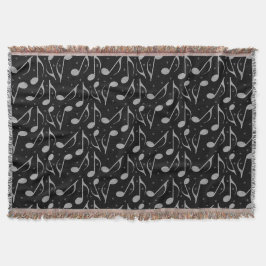 Cobertor Cute Black Houndstooth Chic Notas Musicais