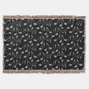 Cobertor Cute Black Houndstooth Chic Notas Musicais
