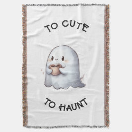Cobertor Cute Kawaii Fantasma Segurando Café Aquarela