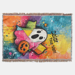 Cobertor Cute Patchwork Ghost Colorful Splatter Art