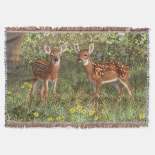 Cobertor Cute Whitetail Deer Twin Fawns
