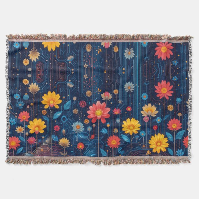 Cobertor Cyber Blueish Bloom (Frente)