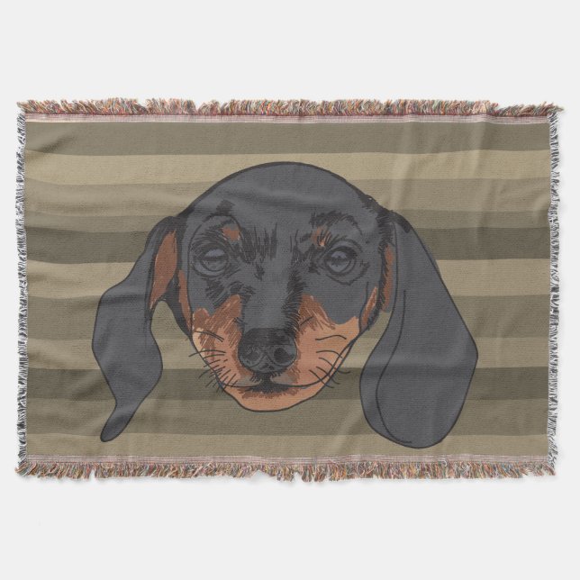 Cobertor Dachshund dog Portrait Stripes (Frente)