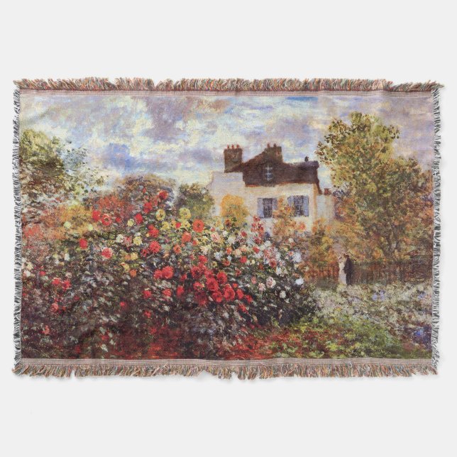 Cobertor Dahlia Garden em Argenteuil Claude Monet Fine Art (Frente)