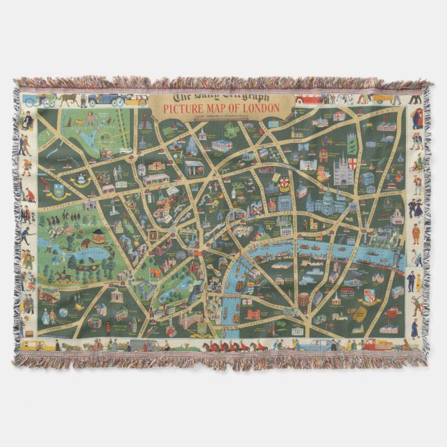 Cobertor Daily Telegraph representa o mapa de Londres (Frente)