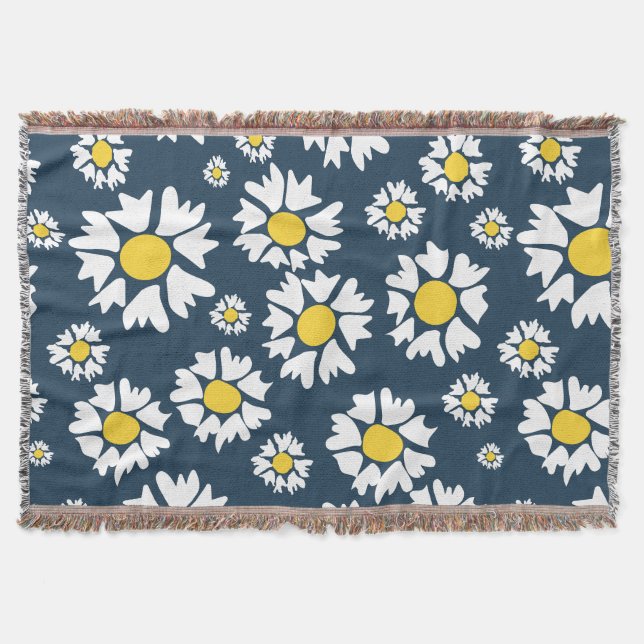 Cobertor Daisy Pattern, Floral Pattern, White Daisies (Frente)