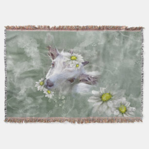 Cobertor Daisy the Baby Goat Watercolor Retrato