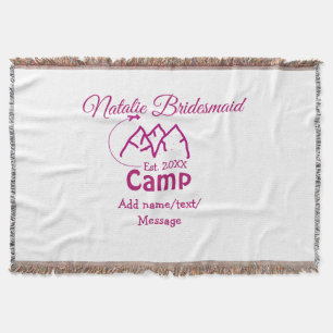 Cobertor Damas de honra rosa acampamento adicionar nome dat