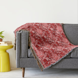 Cobertor Damasco de William Morris, obscuridade - vermelho